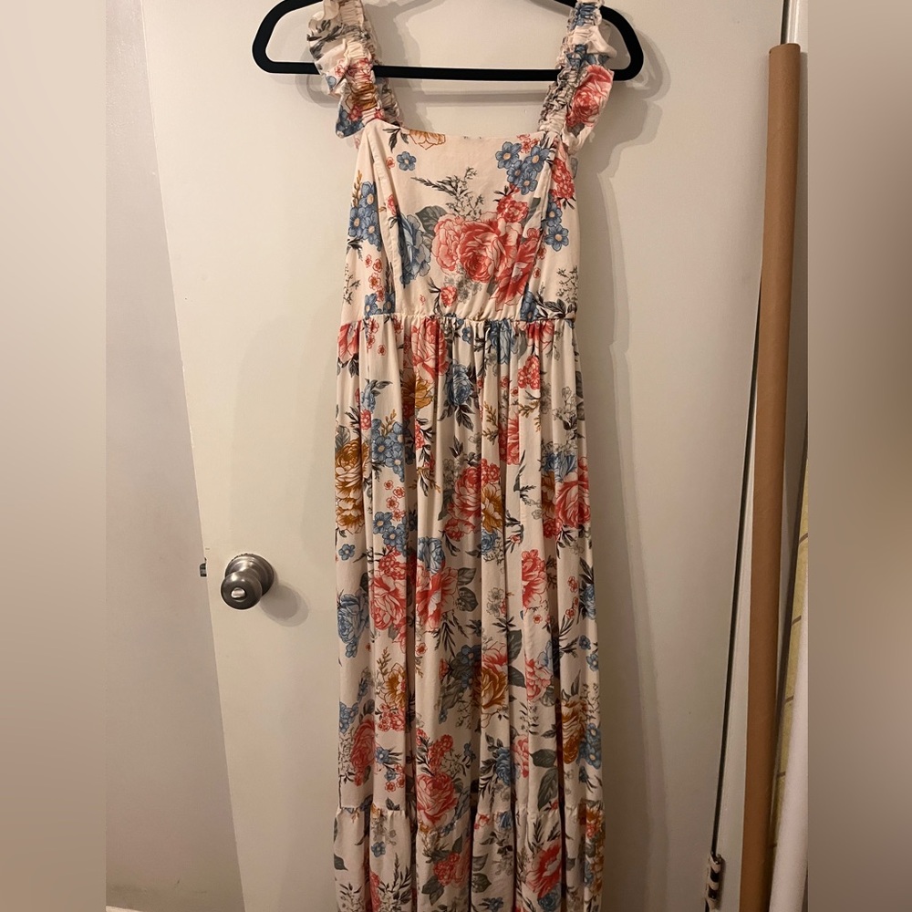 Maxi Challis Ruffle Strapped Tiered Dress